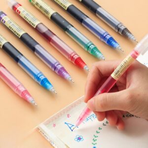 Pen Set, 12 Pieces Rolling Pens 0.5 Mm Japanese Fast Drying Fine Point Pens Liquid Ink Glossy Writing For Office Supplies - Image 6