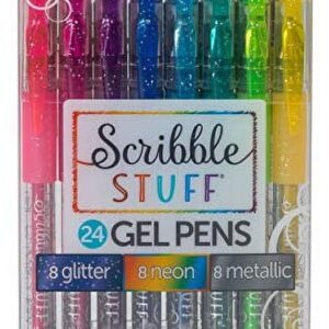 Scribble Stuff Gel Pens – 24 Count, Glitter, Neon & Metallic Inks, Assorted Colors - Image 1