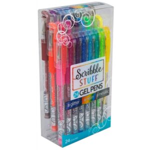 Scribble Stuff Gel Pens – 24 Count, Glitter, Neon & Metallic Inks, Assorted Colors - Image 2
