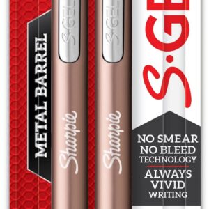 Sharpie S-Gel Pen, Metal Barrel, Medium Point (0.7mm), 2-Pack - Image 1