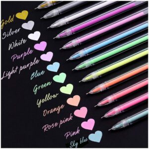 XMNZMH Highlight Color Pen 0.5 mm Extra Fine Point Pens Gel Ink Pens for Drawing Sketching Illustration Adult Coloring Bullet Journaling Set of 12 - Image 1