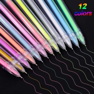 XMNZMH Highlight Color Pen 0.5 mm Extra Fine Point Pens Gel Ink Pens for Drawing Sketching Illustration Adult Coloring Bullet Journaling Set of 12 - Image 2