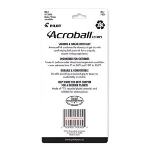 Pilot Acroball Colors Advanced Ink Pen, Medium Point, Assorted Barrels, Assorted Ink, 5-Pack