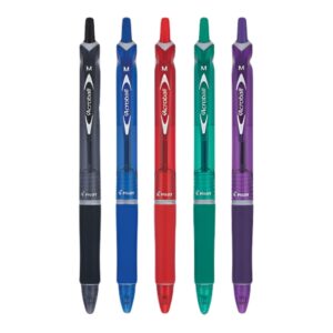 Pilot Acroball Colors Advanced Ink Pen, Medium Point, Assorted Barrels, Assorted Ink, 5-Pack