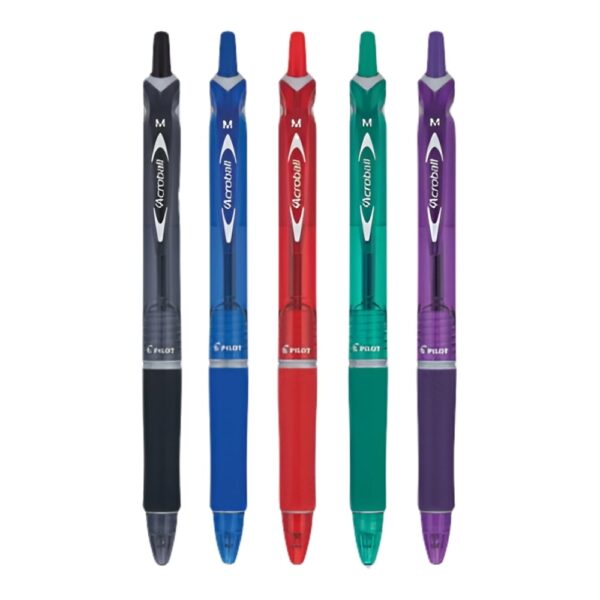 Pilot Acroball Colors Advanced Ink Pen, Medium Point, Assorted Barrels, Assorted Ink, 5-Pack