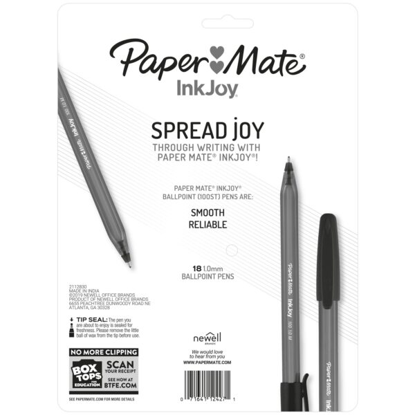 Paper Mate InkJoy 100ST Ballpoint Pens, Medium Point (1.0mm), Black, 18 Count
