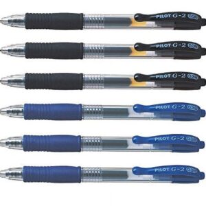 Pilot G2 Retractable Gel Ink Pens, Ultra Fine Point, 0.38 mm, Assorted Ink Colors, 6 Count