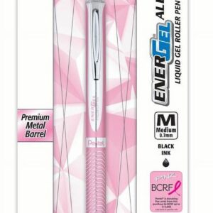 Pentel PINK BCA EnerGel Alloy Gel Pen, 0.7mm Medium Tip, Black Ink