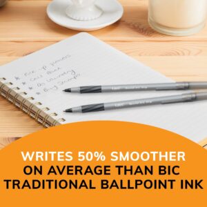 BIC Round Stic Grip Xtra Comfort Ballpoint Pen, Stick, Fine 0.8 mm, Blue Ink, Gray/Blue Barrel, Dozen - Image 6
