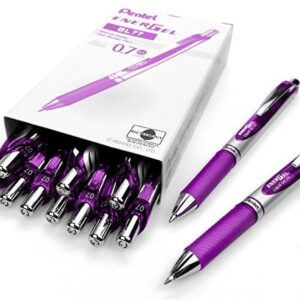 Pentel EnerGel XM BL77 - Retractable Liquid Gel Ink Pen - 0.7mm - 54% Recycled - Purple - Box of 12 - Image 1
