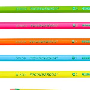Ticonderoga Pencils, 2 Pre-Sharpened Pencils, Assorted Neon Colors, 10 Ct