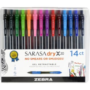 Zebra Sarasa Retractable Gel Ink Pens, Medium Point 0.7 mm, Assorted Color Rapid Dry Ink, 14-Count - Image 1