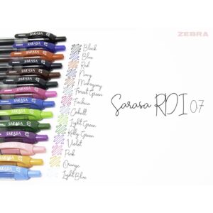 Zebra Sarasa Retractable Gel Ink Pens, Medium Point 0.7 mm, Assorted Color Rapid Dry Ink, 14-Count - Image 3