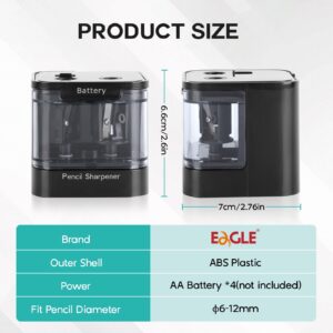 Eagle Electric Pencil Sharpener, Dual Holes, Battery Powered for Office/Art, 5s Fast Sharpening, Replaceable Blades, for 6-12 mm Pencils - Image 18
