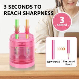 Eagle Electric Pencil Sharpener, Battery or USB Operated, Dual Holes, Dual Blades, fit for Pencils of Size 6-8mm and 9-12mm (Pink) - Image 7