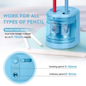 Eagle Electric Pencil Sharpener, Battery or USB Operated, Dual Holes, Dual Blades, fit for Pencils of Size 6-8mm and 9-12mm (Pink) - Image 10