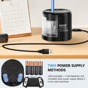 Eagle Electric Pencil Sharpener, Battery or USB Operated, Dual Holes, Dual Blades, fit for Pencils of Size 6-8mm and 9-12mm (Pink) - Image 17