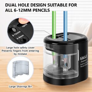 Eagle Electric Pencil Sharpener, Battery or USB Operated, Dual Holes, Dual Blades, fit for Pencils of Size 6-8mm and 9-12mm (Pink) - Image 18