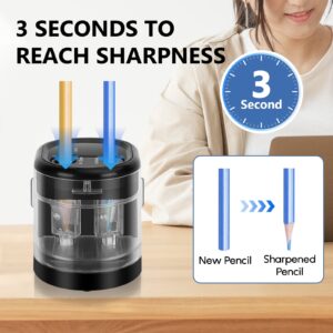 Eagle Electric Pencil Sharpener, Battery or USB Operated, Dual Holes, Dual Blades, fit for Pencils of Size 6-8mm and 9-12mm (Pink) - Image 19