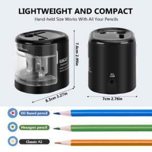 Eagle Electric Pencil Sharpener, Battery or USB Operated, Dual Holes, Dual Blades, fit for Pencils of Size 6-8mm and 9-12mm (Pink) - Image 20