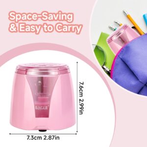 Eagle Electric Pencil Sharpener, Battery Powered, Large Shaving Holders, Carbon Steel Blades, Portable, Reusable and Replaceable Blade, Suitable for Home and Office use, Pink - Image 5