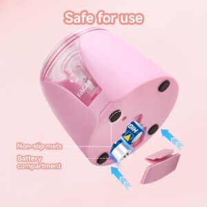 Eagle Electric Pencil Sharpener, Battery Powered, Large Shaving Holders, Carbon Steel Blades, Portable, Reusable and Replaceable Blade, Suitable for Home and Office use, Pink - Image 6