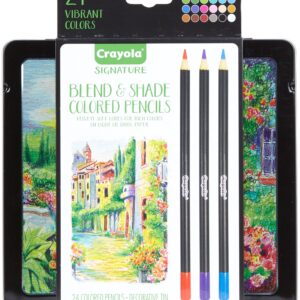 Crayola Signature Blend & Shade Colored Pencil Set with Decorative Tin, Gift- 24 Count