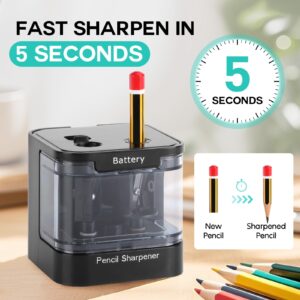 Eagle Electric Pencil Sharpener, Dual Holes, Battery Powered for Office/Art, 5s Fast Sharpening, Replaceable Blades, for 6-12 mm Pencils - Image 5