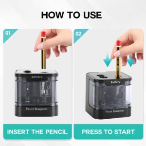 Eagle Electric Pencil Sharpener, Dual Holes, Battery Powered for Office/Art, 5s Fast Sharpening, Replaceable Blades, for 6-12 mm Pencils - Image 7
