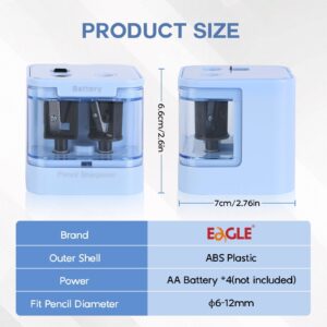 Eagle Electric Pencil Sharpener, Dual Holes, Battery Powered for Office/Art, 5s Fast Sharpening, Replaceable Blades, for 6-12 mm Pencils - Image 10