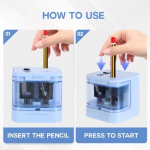 Eagle Electric Pencil Sharpener, Dual Holes, Battery Powered for Office/Art, 5s Fast Sharpening, Replaceable Blades, for 6-12 mm Pencils - Image 11