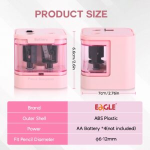 Eagle Electric Pencil Sharpener, Dual Holes, Battery Powered for Office/Art, 5s Fast Sharpening, Replaceable Blades, for 6-12 mm Pencils - Image 20