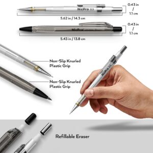 Nicpro 6 PCS Art Mechanical Pencils Set with Case, Drafting Pencil 0.3 & 0.5 & 0.7 & 0.9 mm and 2mm Lead Holder (4B 2B HB 2H) with Lead Refills Erasers Sharpener - Image 5