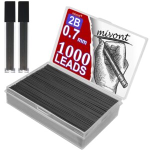 mivont 1000 X 0.7mm 2B Mechanical Pencil Refill Plastic Automatic Pencil Lead Black - Image 1