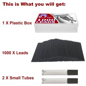 mivont 1000 X 0.7mm 2B Mechanical Pencil Refill Plastic Automatic Pencil Lead Black - Image 2