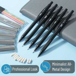 Mr. Pen- Metal Mechanical Pencil Set with Lead and Eraser Refills, 5 Sizes, Black, 0.3, 0.5, 0.7, 0.9, 2mm - Image 8