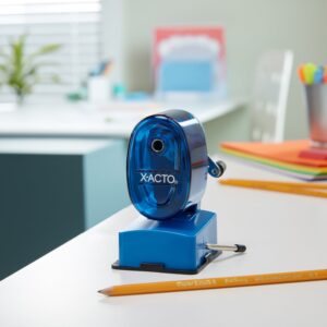X-ACTO Bulldog Vacuum Mount, Single Hole Manual Pencil Sharpener, Blue, 1 Count