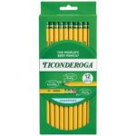 Ticonderoga Premium Wood Pencils, Unsharpened 2 Lead, Yellow, 12 Count