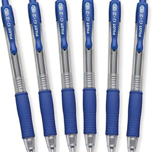 Pilot G2 Retractable Gel Ink Pens, Ultra Fine Point, 0.38 mm, Blue Ink, 6 Coun - Image 1
