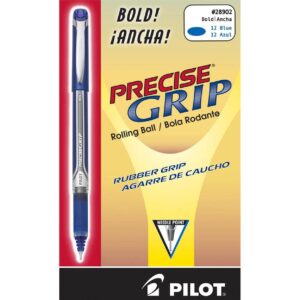 Pilot Precise Grip Bold Capped Rolling Ball Pens - Bold Pen Point - 1 mm Pen Point Size - Blue - Blue Barrel - 1 Dozen - Image 3