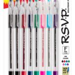 Pentel RSVP Original Ballpoint Pen, (0.7mm) Fine Line, Assorted Ink Colors, Clear Barrel, 8 Pack with Bonus Black Ink Pen