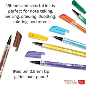 Maped Graph'Peps Medium Tip Triangular Felt Pens in Reusable Case - 12 Colors, Multi-Color - Image 4