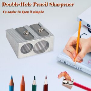 TALKVE Manual Pencil Sharpeners with Dual Hole, Silver - Image 2