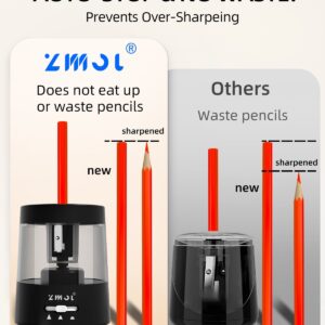 Zmol Electric Pencil Sharpener, Small Battery Operated Pencil Sharpeners, Classroom/Home, Black - Image 6