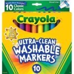 Crayola Ultra-Clean Washable Broad Line Markers, 10 Ct, School Supplies, Classroom Essentials for Teachers, Gift, 3+