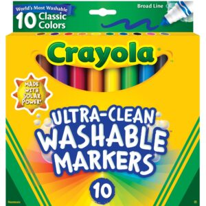 Crayola Ultra-Clean Washable Broad Line Markers, 10 Ct, School Supplies, Classroom Essentials for Teachers, Gift, 3+ - Image 12