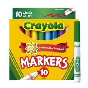 Crayola Broad Line Markers, 10 Ct Classic Colors, School Supplies for Teachers and Kids, Classroom Essentials, 3+ - Image 4