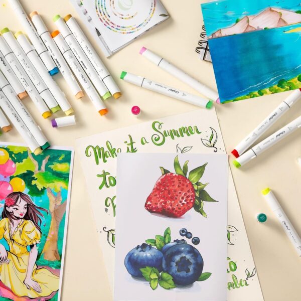 Ohuhu 168-Color Alcohol Brush Markers, Dual Tip Brush & Chisel, Refillable with Blender, Honolulu