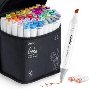 Ohuhu 60-Color Alcohol Markers, Dual Tip Chisel & Fine, with Colorless Blender, Oahu Series - Image 10