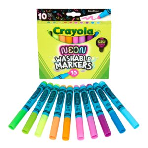 Crayola Neon Marker Set (10ct), Art Markers for Kids, 7 Glow in the Dark Marker Colors, Broad Line, Gift for Kids, Ages 3+ - Image 4